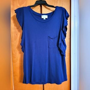 Ladies Navy Top, Jon & Ivy, Cap Sleeve Size XL